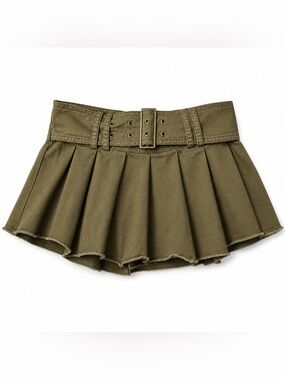 BDG Urban Outfitters Olive Cargo Belted Pleated Mini Skirt Y2K